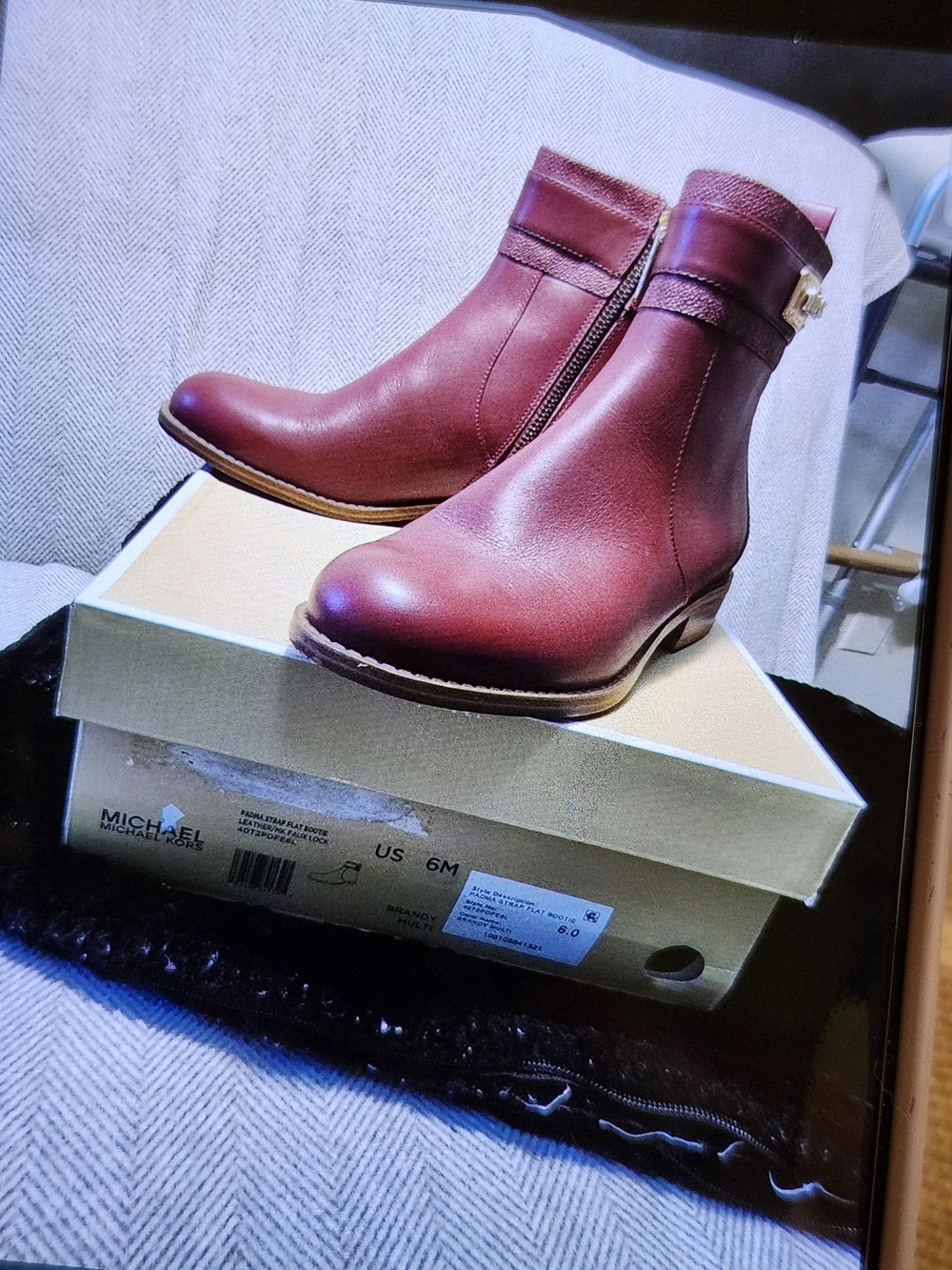Michael Kors Women's Burgundy Leather Ankle Boots